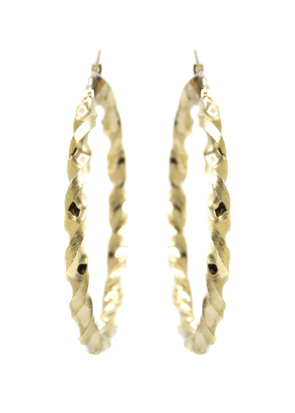10K Womens Gold Hoop Earrings | Customizable Size | Width 4.5MM