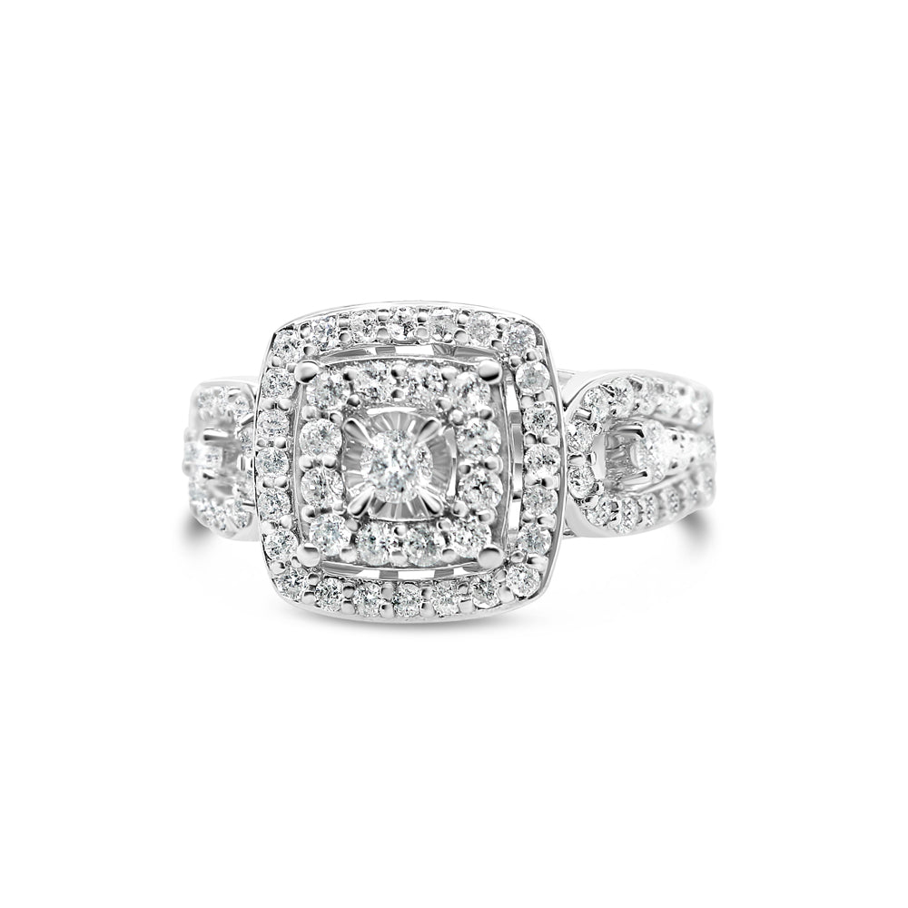 Gold Diamond Square Engagement Ring | 10K | 1.00 CTW