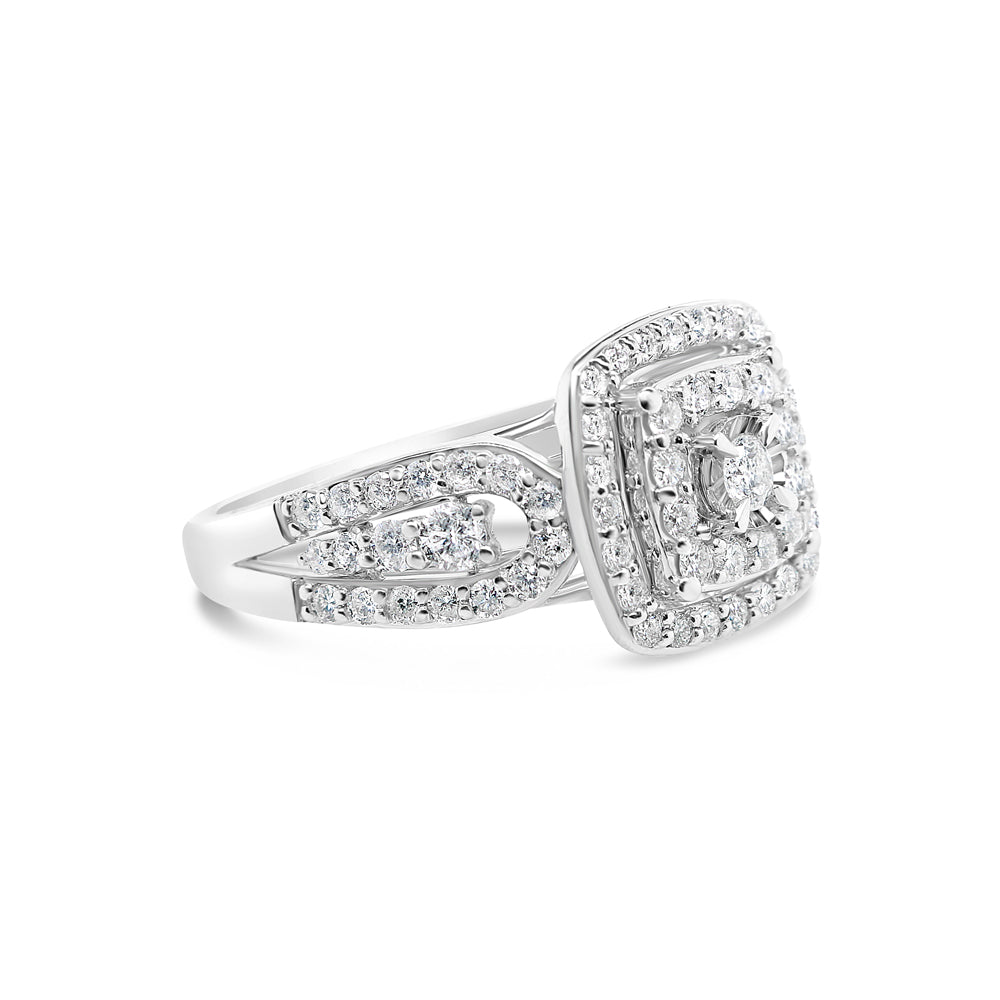 Gold Diamond Square Engagement Ring | 10K | 1.00 CTW