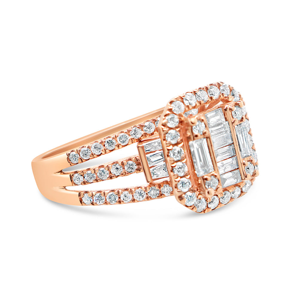 Gold Diamond Square Engagement Ring | 10K | 0.98 CTW