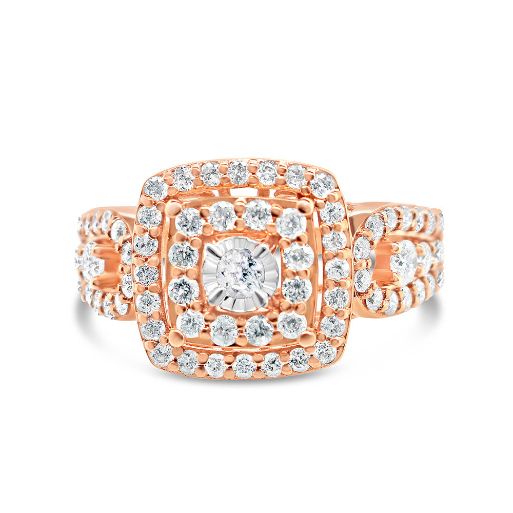 Gold Diamond Square Engagement Ring | 10K | 1.00 CTW