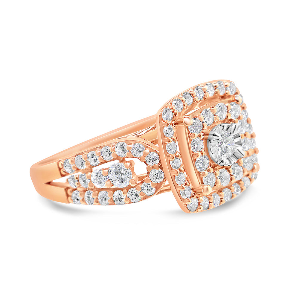 Gold Diamond Square Engagement Ring | 10K | 1.00 CTW