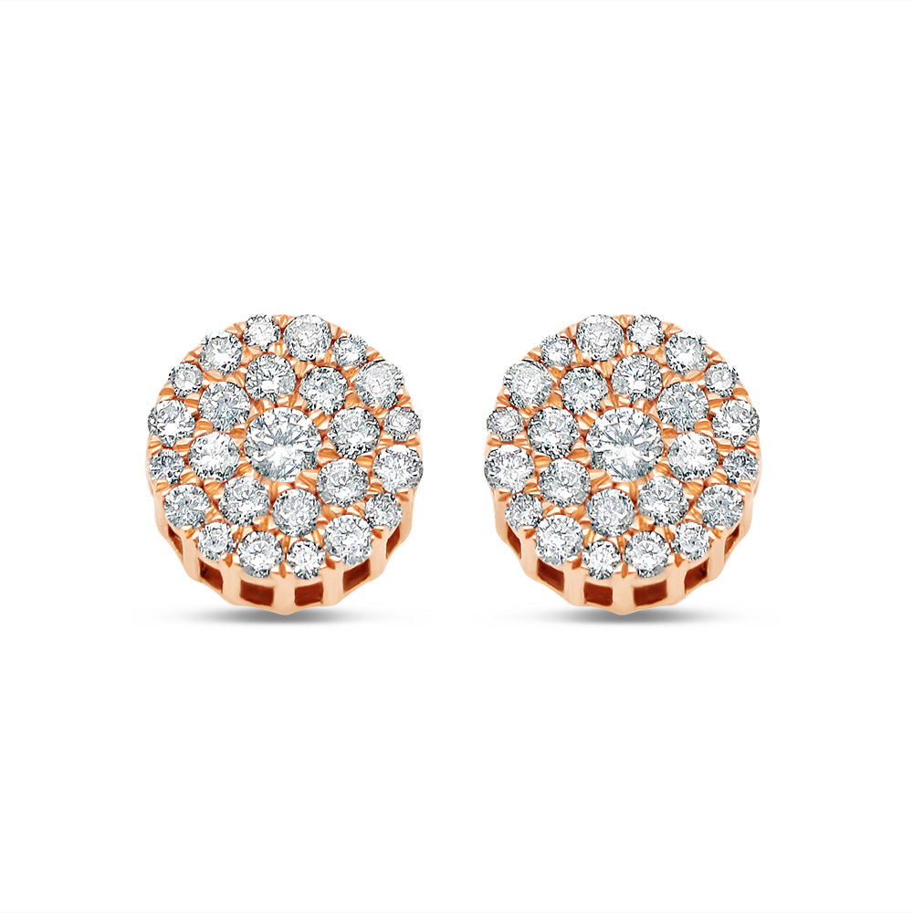14k Gold Diamond Round Earrings 9.0mm 0.85CTW