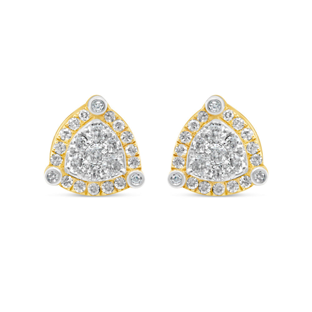 14k Gold Diamond Triangle Earrings 9.5mm 0.66 CTW
