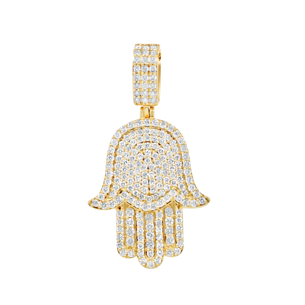 Hamsa Pendant with Chain/Necklace | 14K Yellow Gold | 1.50CT