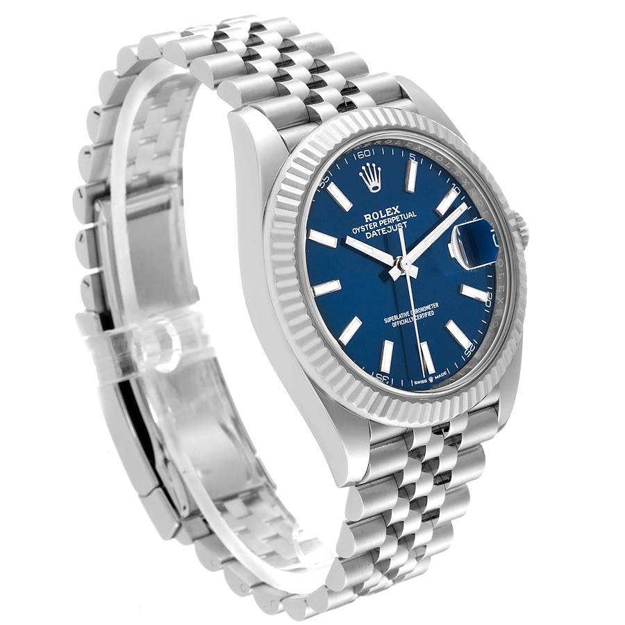 Diamond Rolex Datejust Watch 126334 | 41 MM | White Gold Blue Dial | Stainless Steel