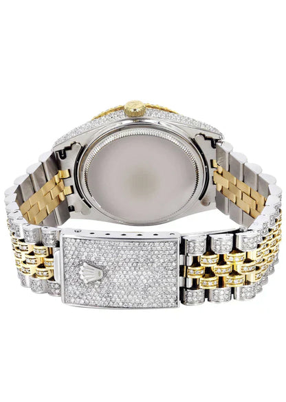 Iced Out Rolex Datejust | 36MM | Gold Roman Diamond Dial | Two Tone | Diamond Jubilee Band | 10 Carats of Diamonds
