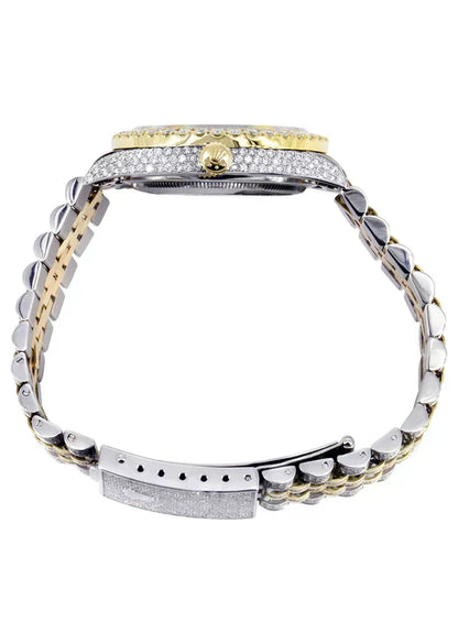 Iced Out Rolex Datejust | 36MM | Gold Roman Diamond Dial | Two Tone | Diamond Jubilee Band | 10 Carats of Diamonds