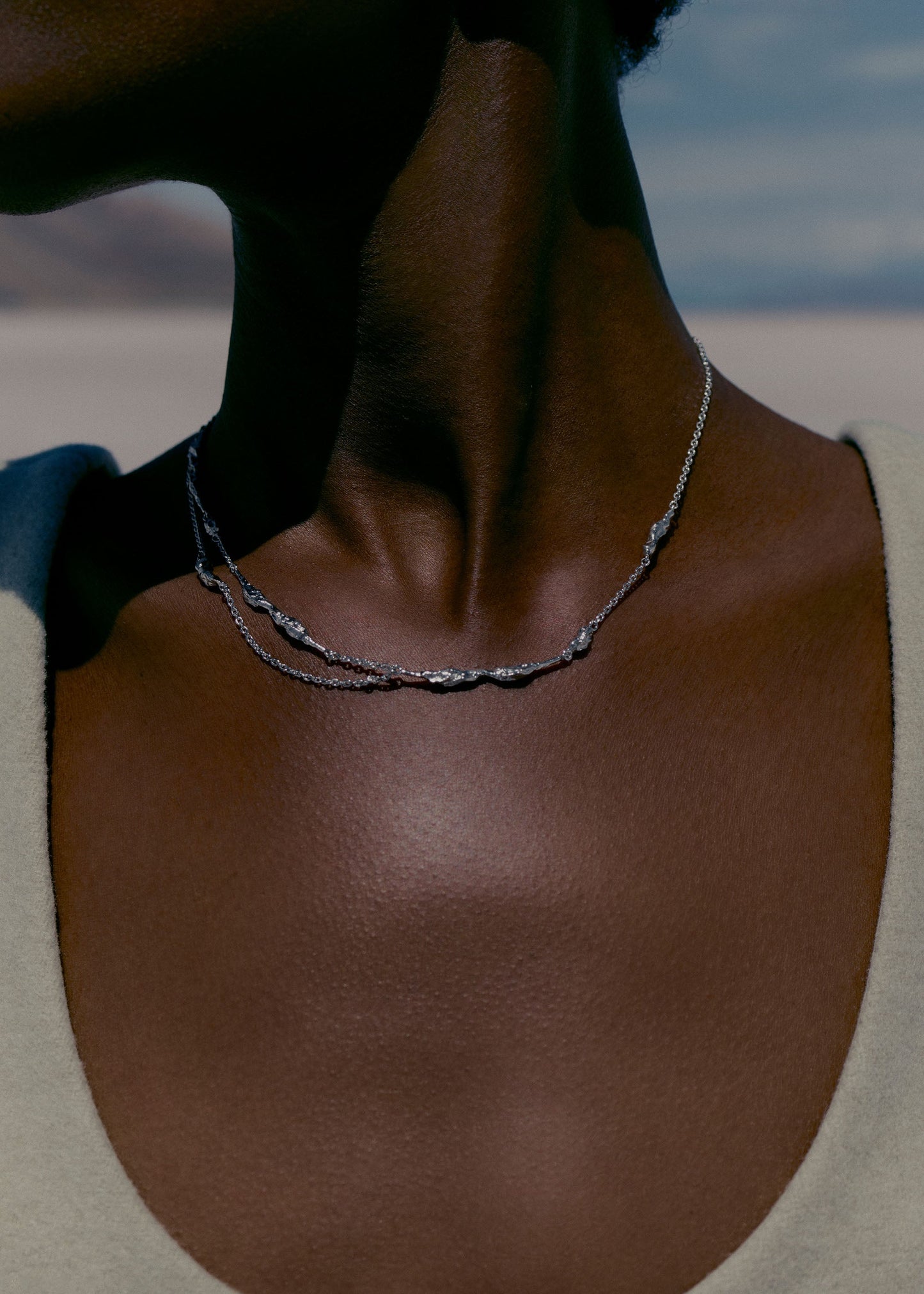 Eroz Double Chain - Silver in rhodium-plated brass