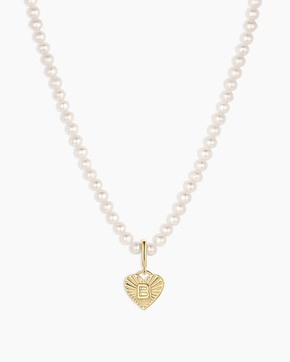 Vintage Heart Alphabet Charm Necklace