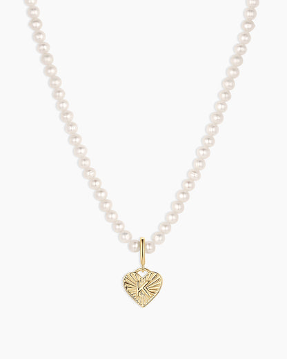 Vintage Heart Alphabet Charm Necklace
