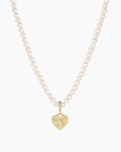 Vintage Heart Alphabet Charm Necklace