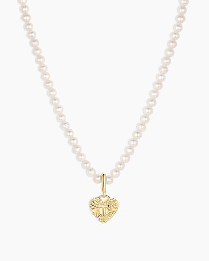 Vintage Heart Alphabet Charm Necklace
