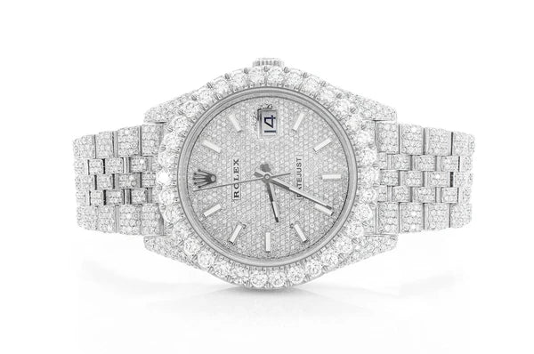 Diamond Fully Iced Out "Bust Down" Rolex Datejust Watch | 41MM | Full Diamond Dial