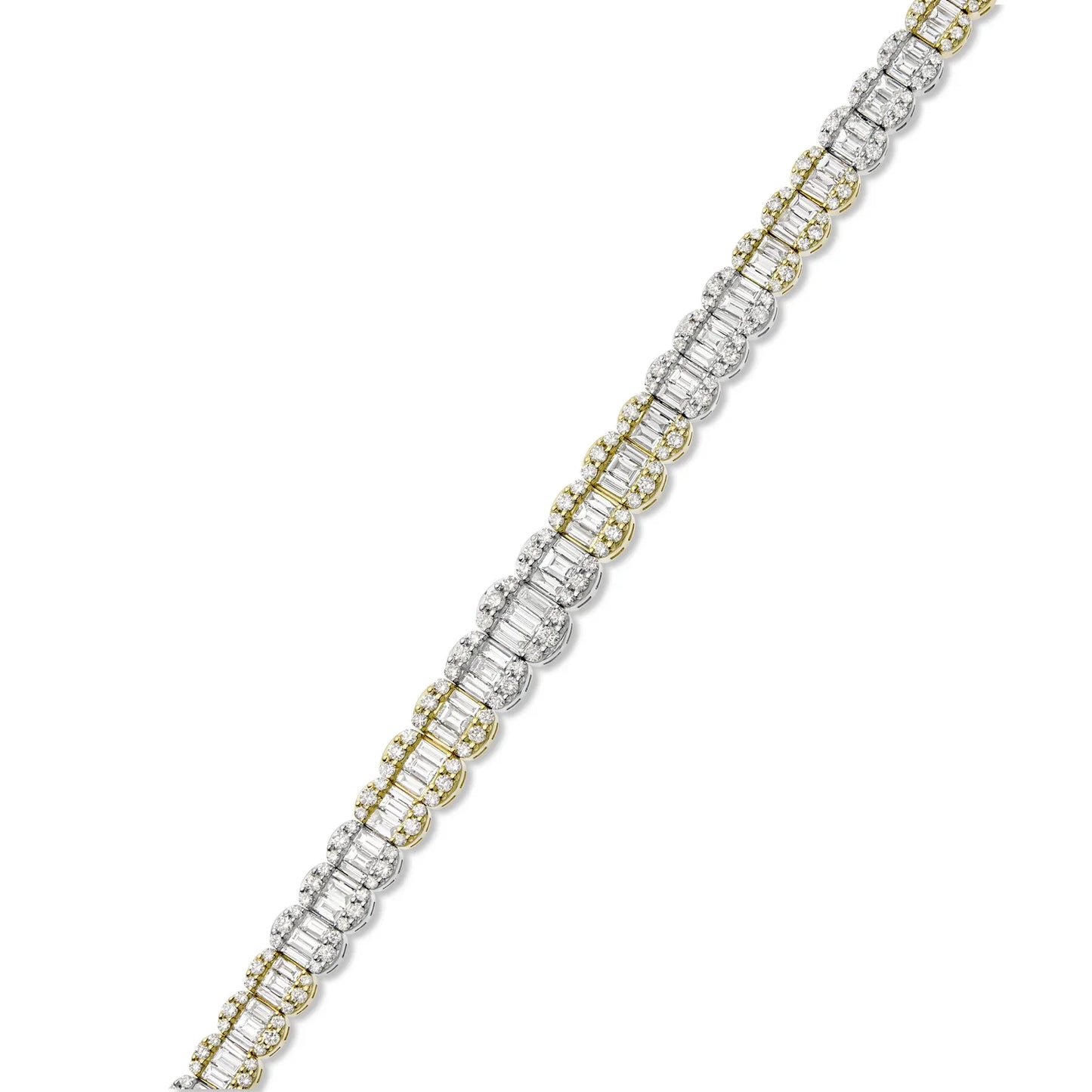 14K GOLD TWO TONE 9.25CT Baguette and Round Diamond Bracelet