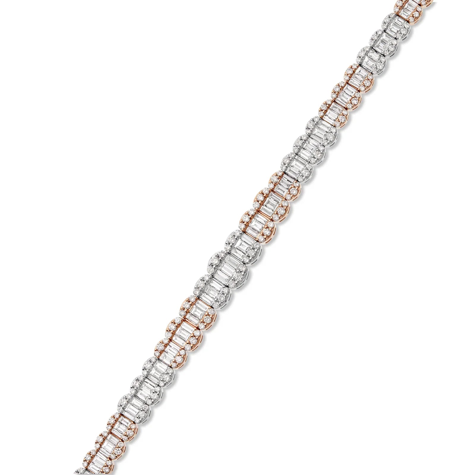14K GOLD TWO TONE 9.25CT Baguette and Round Diamond Bracelet