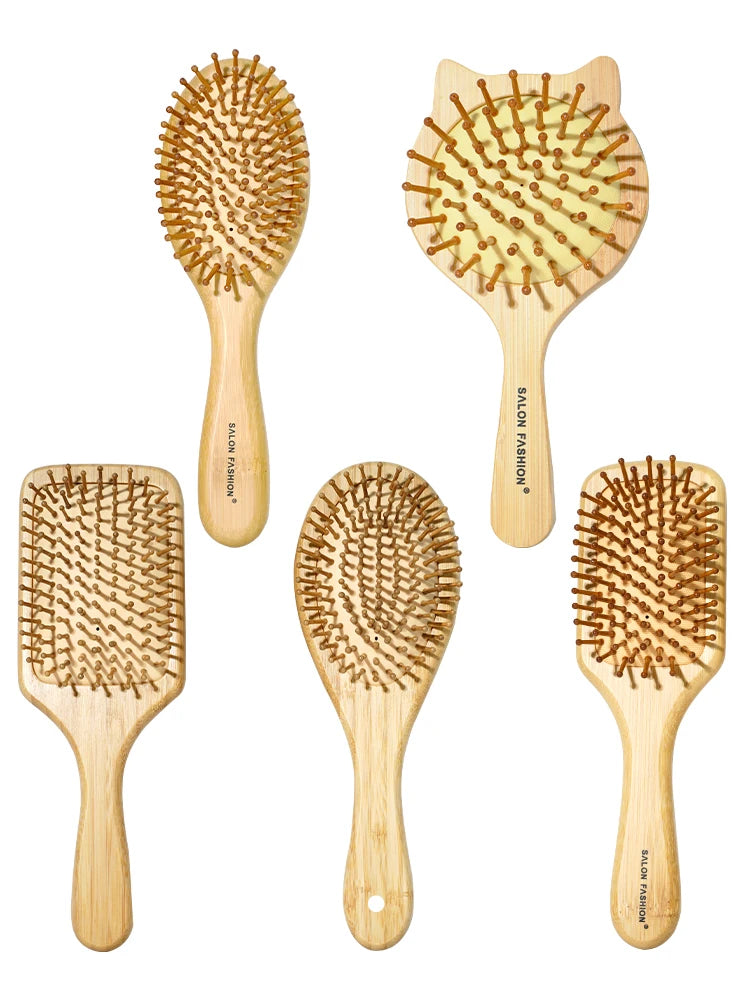 Bamboo Anti-Static Hair Brush with Scalp Massager