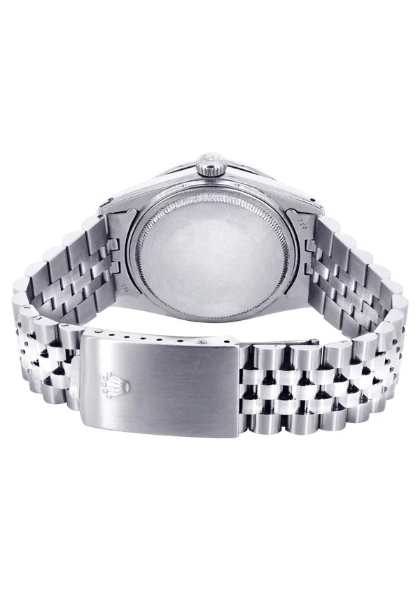 Diamond Rolex Datejust Watch 16200 | 36MM | Diamond Color Baguettes Dial | Stainless Steel | Jubilee Band
