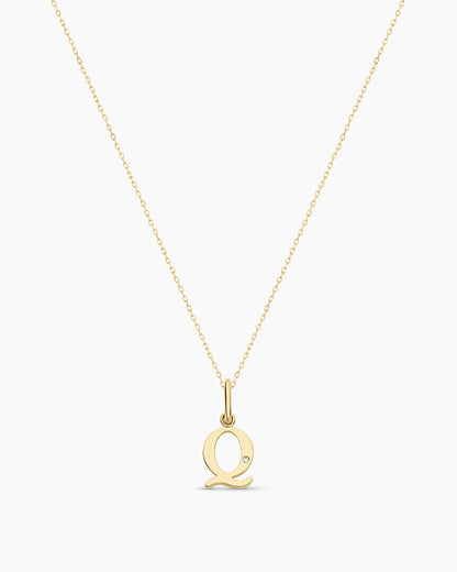 Diamond Vintage Alphabet Charm Necklace