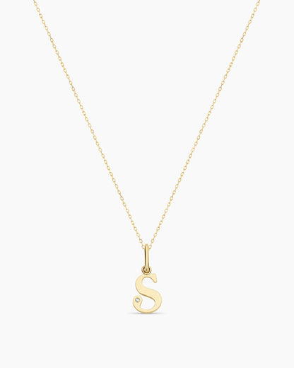 Diamond Vintage Alphabet Charm Necklace