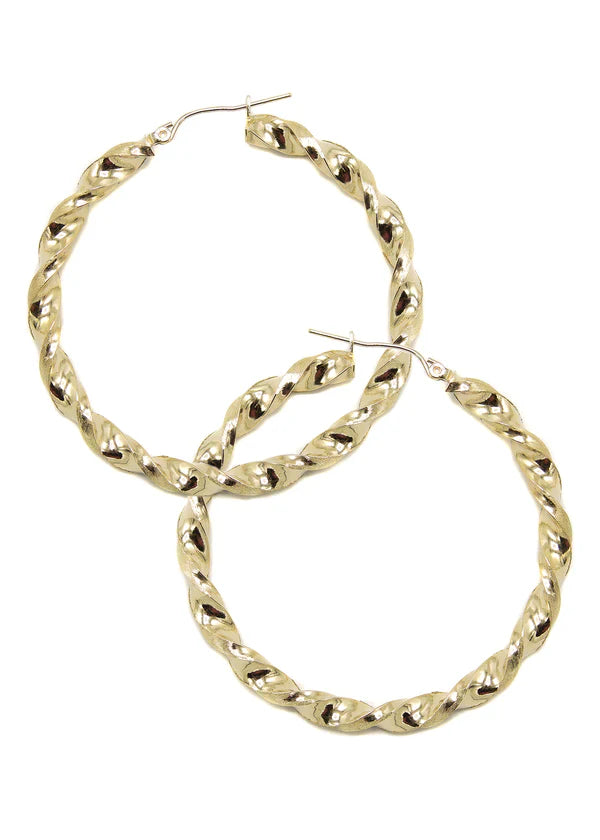 10K Womens Gold Hoop Earrings | Customizable Size | Width 4.5MM