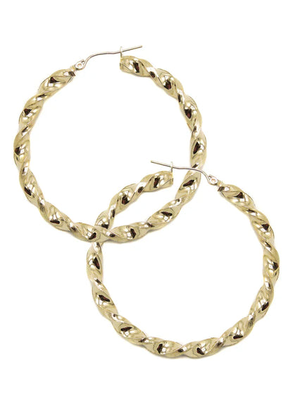10K Womens Gold Hoop Earrings | Customizable Size | Width 4.5MM