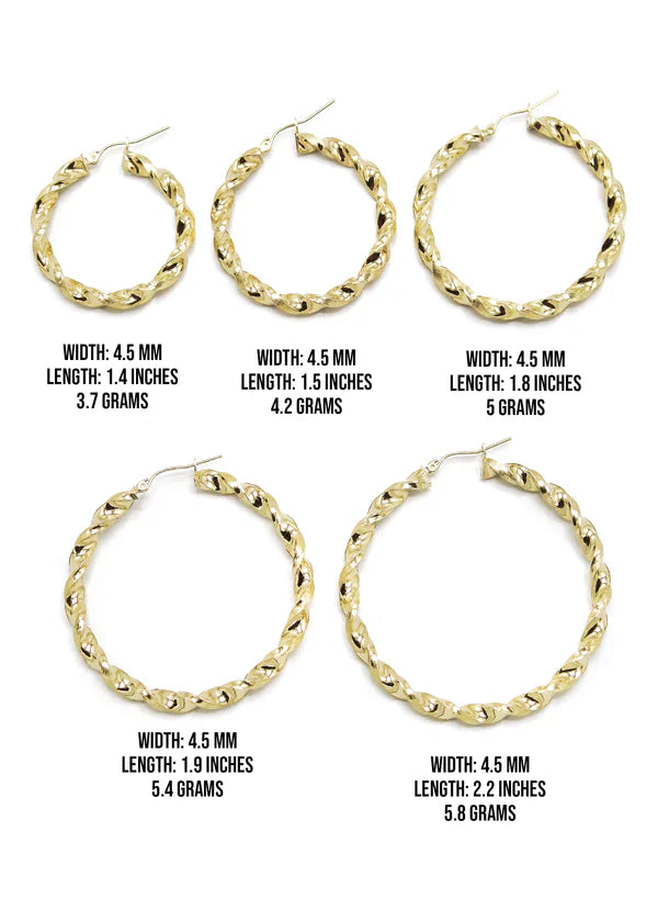 10K Womens Gold Hoop Earrings | Customizable Size | Width 4.5MM