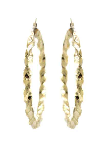 10K Womens Gold Hoop Earrings | Customizable Size | Width 4.5MM