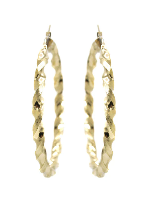 10K Womens Gold Hoop Earrings | Customizable Size | Width 4.5MM