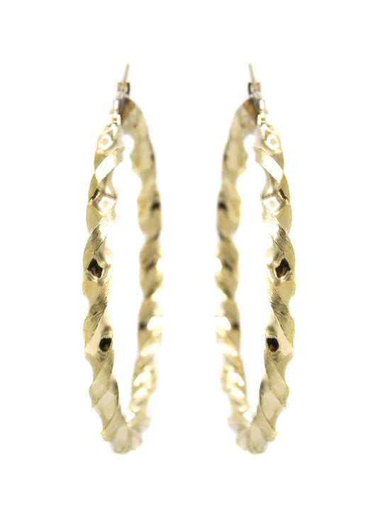 10K Womens Gold Hoop Earrings | Customizable Size | Width 4.5MM
