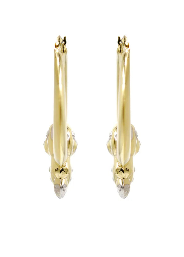 10K Womens Gold Hoop Bear Earrings | Customizable Size |