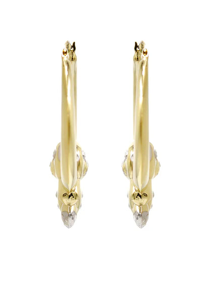 10K Womens Gold Hoop Bear Earrings | Customizable Size |