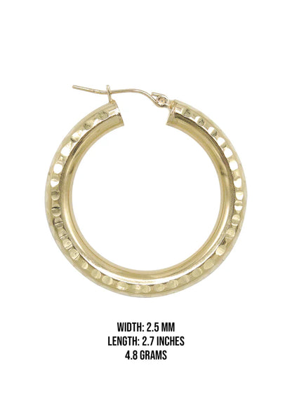 10K Womens Gold Hoop Earrings | Customizable Size 2.5MM