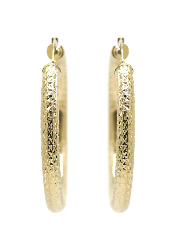 10K Womens Gold Hoop Earrings | Customizable Size | 5 MM