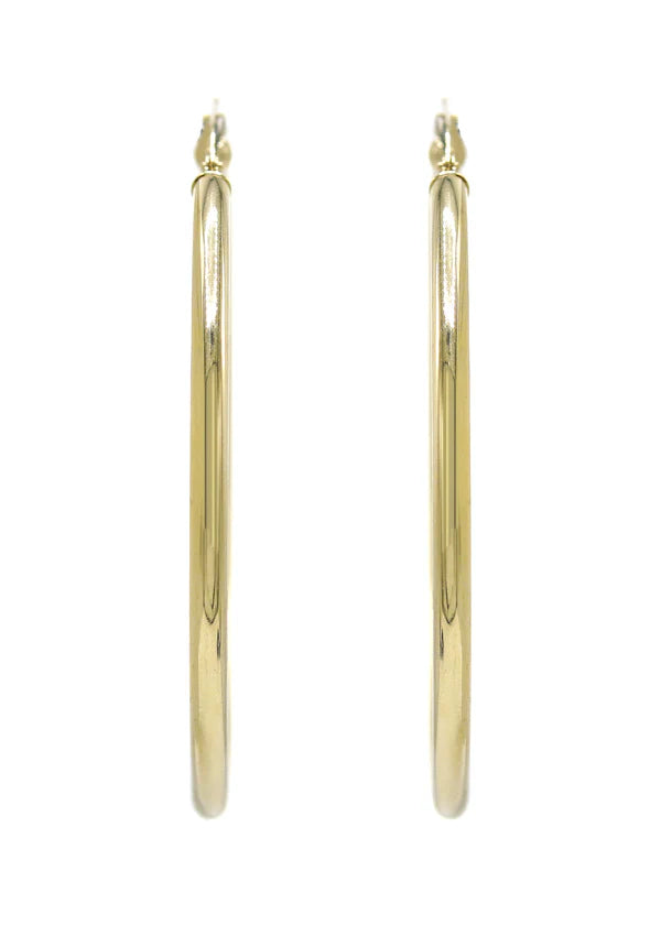 10K Womens Gold Hoop Earrings | Customizable Size | 3 MM