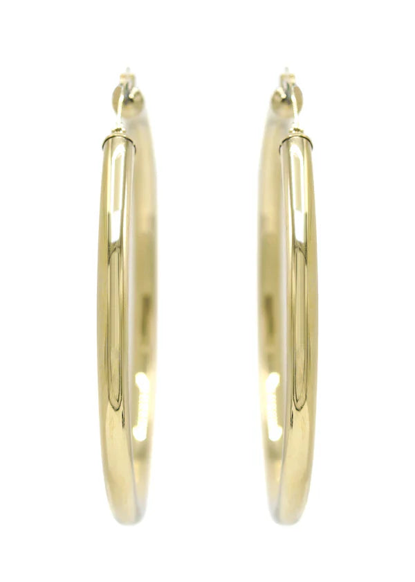 10K Womens Gold Heart Hoop Earrings | Customizable Size | 4MM