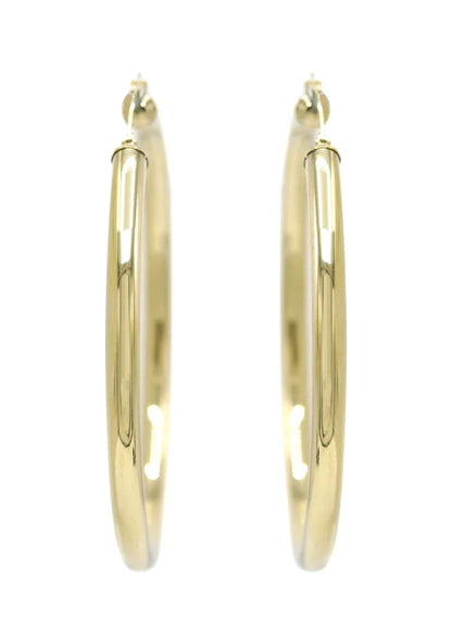10K Womens Gold Heart Hoop Earrings | Customizable Size | 4MM