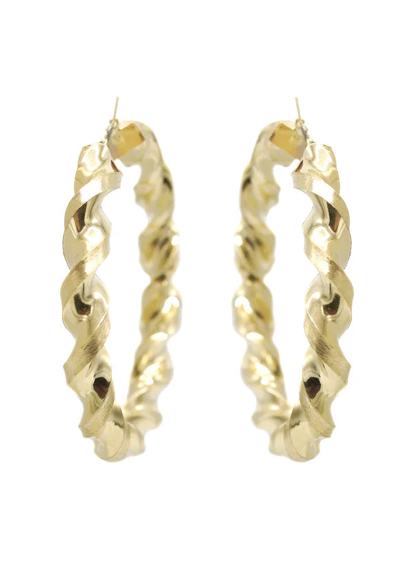 10K Womens Gold Hoop Earrings | Customizable Size | Width 10MM