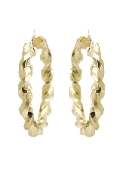10K Womens Gold Hoop Earrings | Customizable Size | Width 10MM