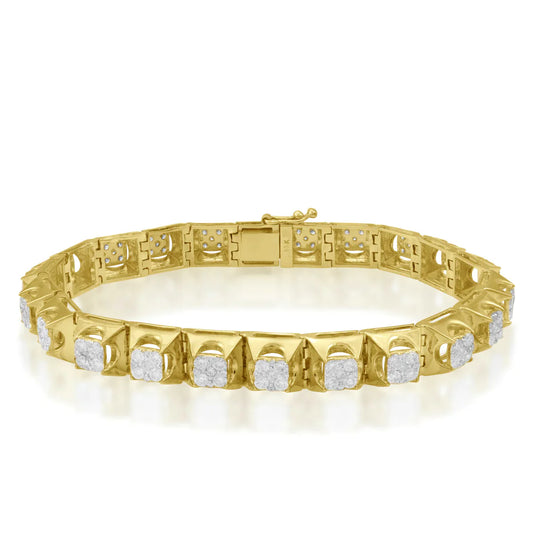 Diamond Bracket Bracelet | 10K/14K Yellow Gold | 3 Color Variant Options