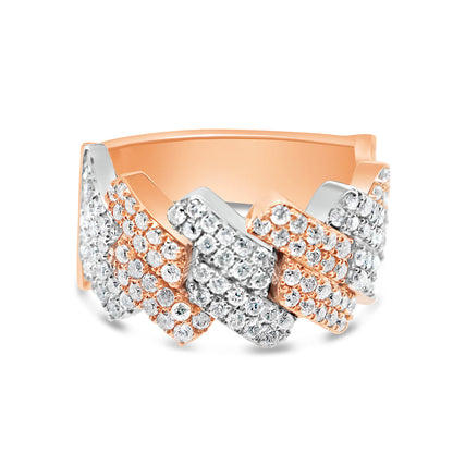 Mens Diamond Cuban Pinky Ring | 14K Gold Two-Tone | 1.87CTW