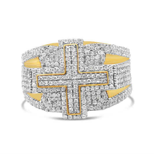 Gold Diamond Cross Ring | 10K | 0.80 CTW