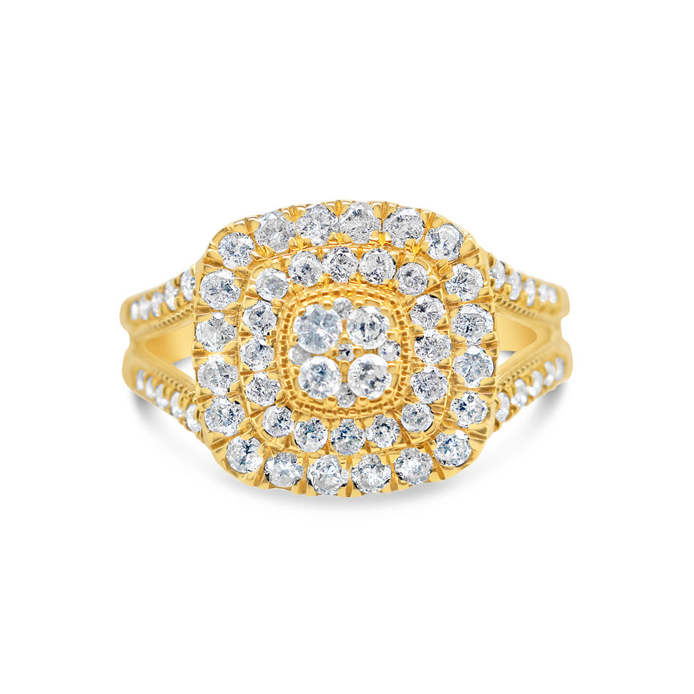 Gold Diamond Layered Square Engagement Ring | 10K | 1.3 CTW
