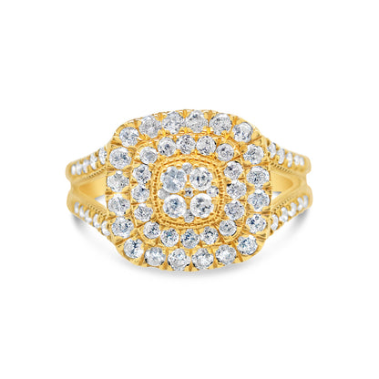 Gold Diamond Layered Square Engagement Ring | 10K | 1.3 CTW