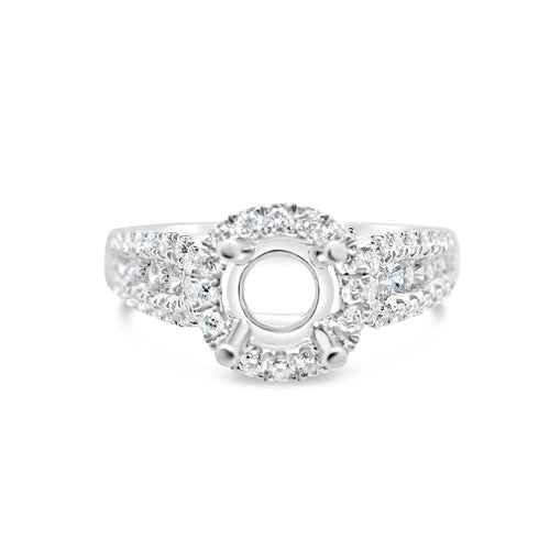 Gold Diamond | Semi Mount -Fits 2.5CT Stone | Engagement Ring | 18K | 0.80 CTW