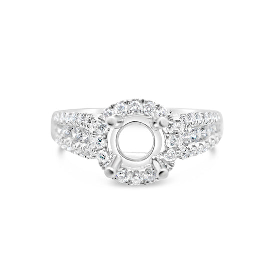 Gold Diamond | Semi Mount -Fits 2.5CT Stone | Engagement Ring | 18K | 0.80 CTW