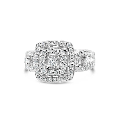 Gold Diamond Square Engagement Ring | 10K | 1.00 CTW
