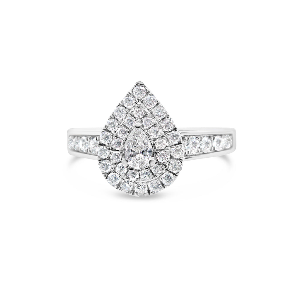 Gold Diamond Tear Drop/Pear Engagement Ring | 14K | 0.87 CTW