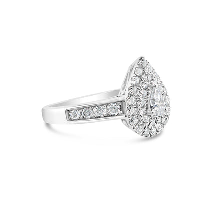 Gold Diamond Tear Drop/Pear Engagement Ring | 14K | 0.87 CTW