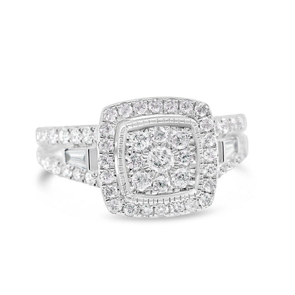 Gold Diamond Square Engagement Ring | 10K | 0.95 CTW